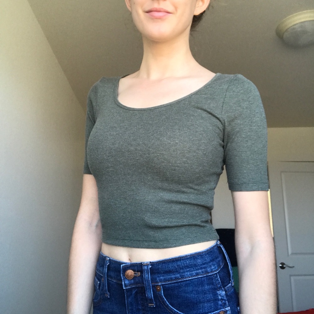 Olive Green Crop Top